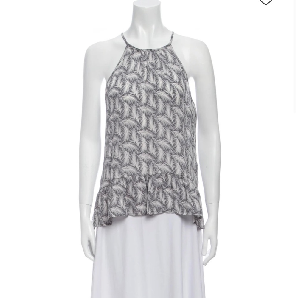 Joie 100% silk peplum ruffle cami leaves pattern size medium